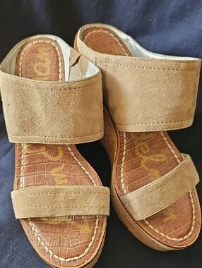 Sam Edelman Tan Suede Wedge Sandals